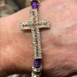 Swarovski Purple and Gold Cross Bracelet silver